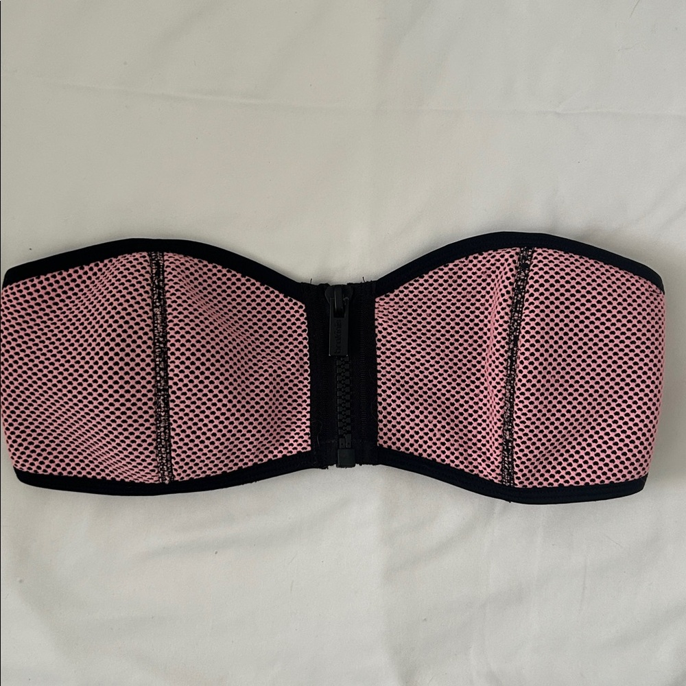 Triangl like Pink and Black Strapless Mesh Bandeau